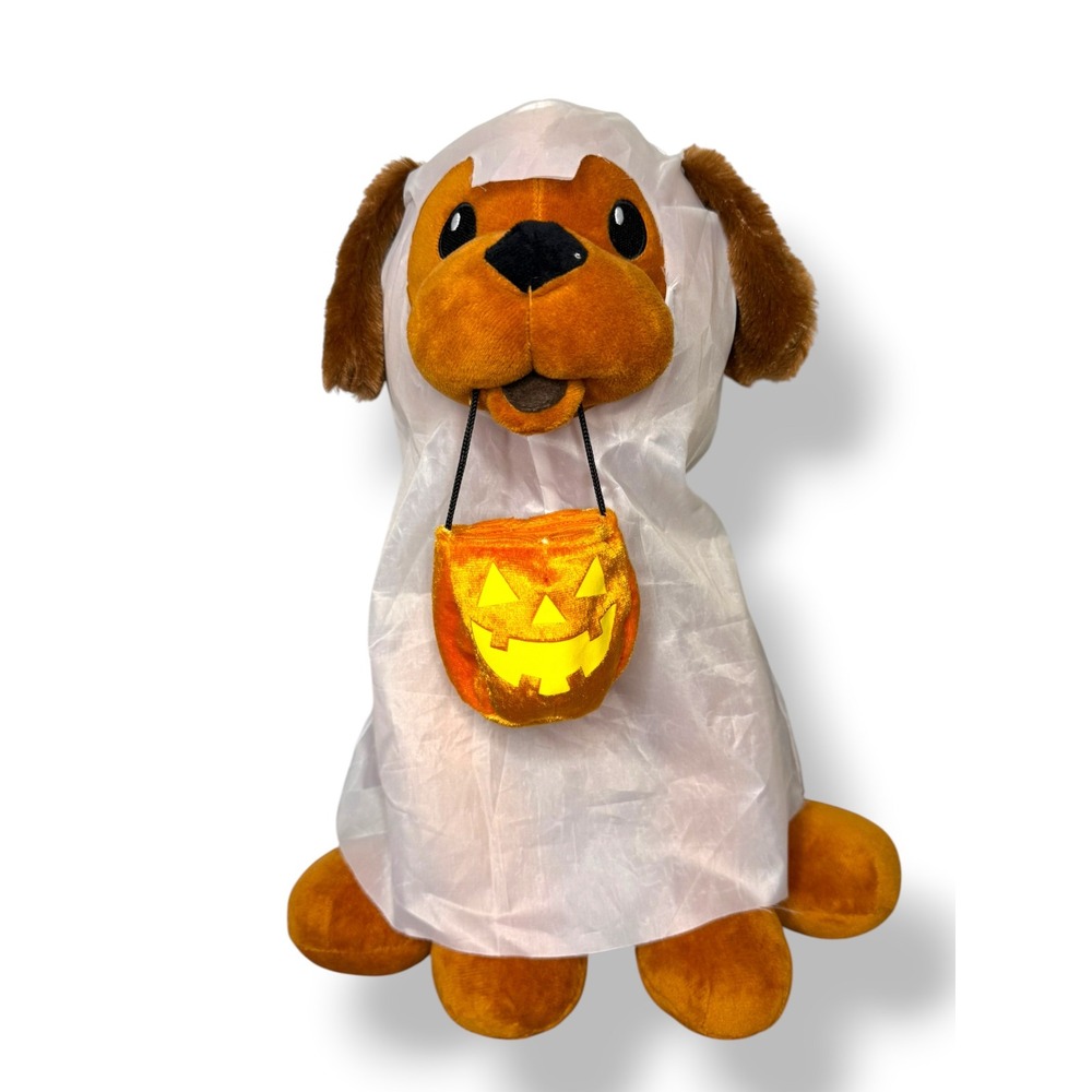 Gemmy Halloween Plush Ghost Dog Porch Door Greeter 16"